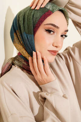 Pazarium - Renkli Flamu Cotton Eşarp Asorti 7