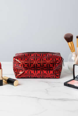 Pazarium - Desenli Dikdörtgen Makyaj Çantası Asorti 13