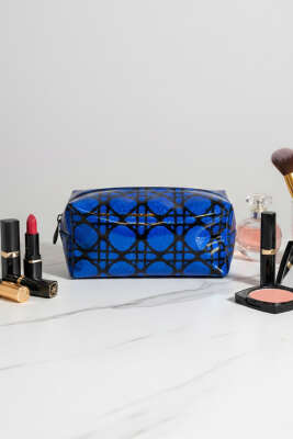 Pazarium - Desenli Dikdörtgen Makyaj Çantası Asorti 11