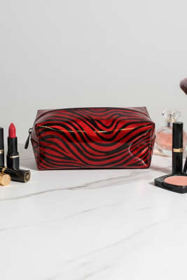 Pazarium - Desenli Dikdörtgen Makyaj Çantası Asorti 8