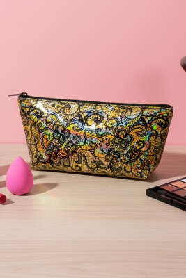 Pazarium - Fermuarlı Parlak Makyaj Çantası Asorti 27