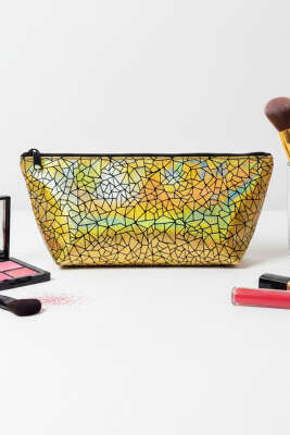 Pazarium - Fermuarlı Parlak Makyaj Çantası Asorti 26