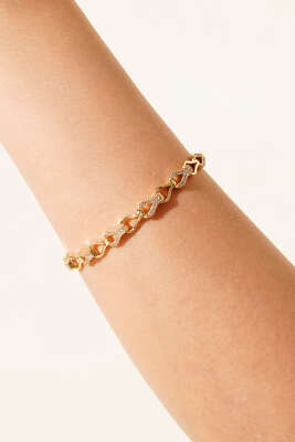 Pazarium - Damla Desen Taşlı Bileklik Gold