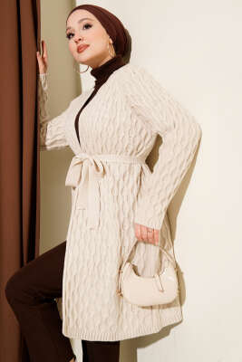 Pazarium - Damla Kabartmalı Triko Hırka Taş