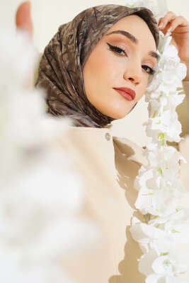 Pazarium - Şerit Desen Demore Eşarp Nefti