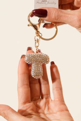 Pazarium - T Harfli Taşlı Anahtarlık