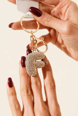 Pazarium - F Harfli Taşlı Anahtarlık