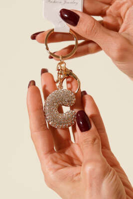 Pazarium - C Harfli Taşlı Anahtarlık