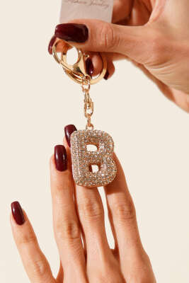 Pazarium - B Harfli Taşlı Anahtarlık