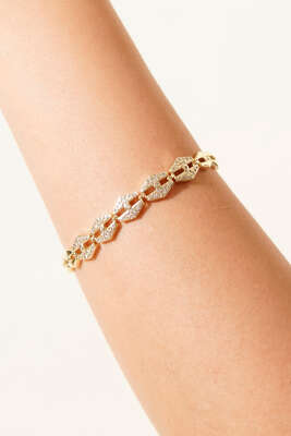 Pazarium - Şerit Taşlı Bileklik Gold