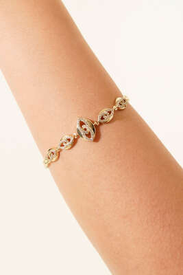 Pazarium - Taş Geçiş Detaylı Bileklik Gold