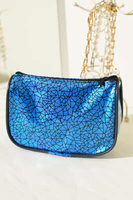 Pazarium - Parlak Desenli Fermuarlı Makyaj Çantası Asorti 2