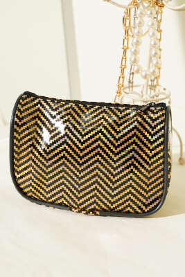 Pazarium - Parlak Desenli Fermuarlı Makyaj Çantası Asorti 4