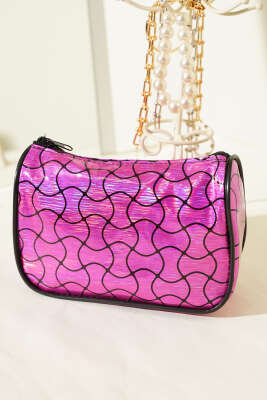 Pazarium - Parlak Desenli Fermuarlı Makyaj Çantası Asorti 8