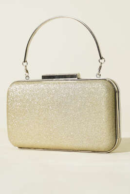 Pazarium - Dikdörtgen Kulplu Abiye Çanta Gold