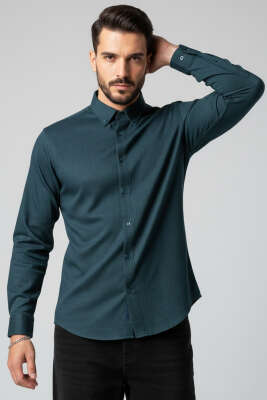 Pazarium - Fitilli Basic Erkek Gömlek Nefti