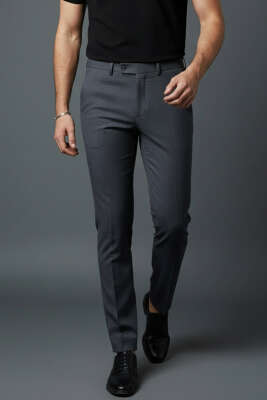 Pazarium - Klasik Kumaş Erkek Pantolon Füme