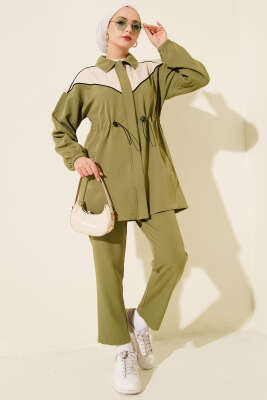 Pazarium - Bel Tünelli Omuz Biyeli İkili Takım Çağla Yeşili