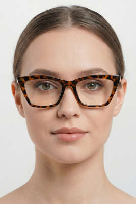 Pazarium - Maia Serisi Şeffaf Gözlük Leopar