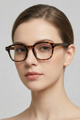 Pazarium - Lerna Serisi Şeffaf Gözlük Leopar