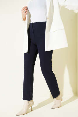 Pazarium - Ütü Çizgili Dar Paça Pantolon Lacivert