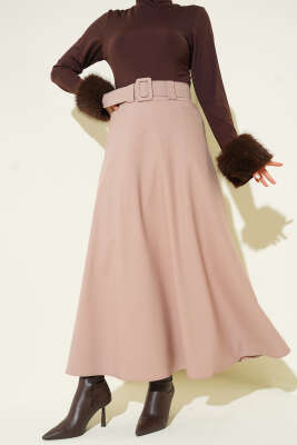 Pazarium - Kemerli Kloş Dabıl Etek Bej