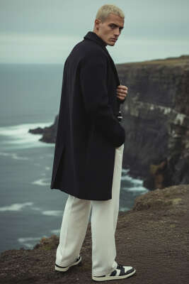 Pazarium - Araboy Kaşe Erkek Kaban Siyah