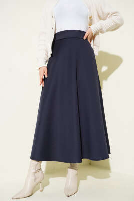 Pazarium - Bel Lastikli Scuba Çan Etek Lacivert
