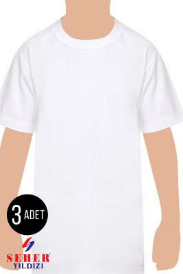 Pazarium - Seher Yıldızı 3'lü Erkek Çocuk Kısa Kol Badi Beyaz