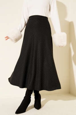 Pazarium - Kazayağı Desenli Etek Antrasit