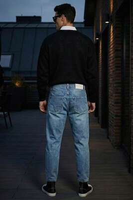 Tapered Fit Erkek Kot Pantolon Yeşil Tint - Thumbnail