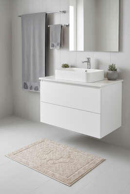 Baklava Desen Ayak Havlusu Bej - Thumbnail