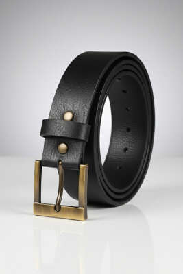 Pazarium - Klasik Tokalı Kemer Siyah