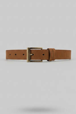 Pazarium - Klasik Tokalı Kemer Taba Süet