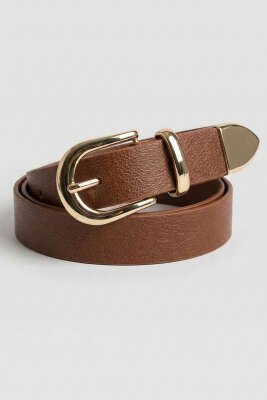 Pazarium - Metal Oval Tokalı Kemer Taba