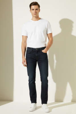 Normal Bel Erkek Kot Pantolon Lacivert - Thumbnail