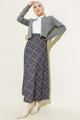 Fermuarlı Kısa Triko Hırka Gri - Thumbnail