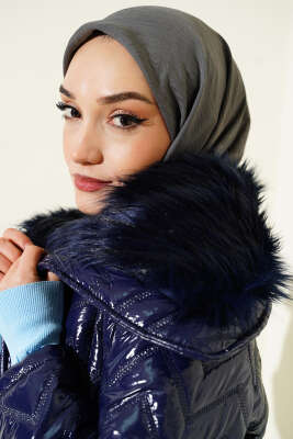 Pazarium - Batik Desen Modal Eşarp Gri