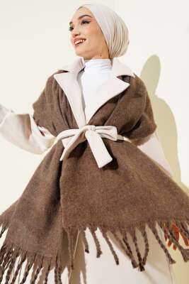 Pazarium - Püsküllü Yumoş Omuz Şalı Kahve