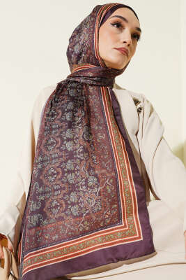 Pazarium - Minik Çiçek Motifli Soft Şal Acı Kahve