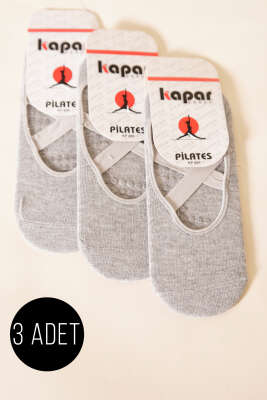 Pazarium - Bayan 3'lü Pilates Çorap Gri