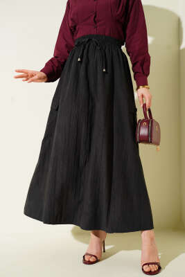 Pazarium - Kargo Cep Detaylı Tensel Etek Antrasit