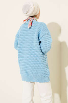 Popit Kabartmalı Triko Tunik Mavi - Thumbnail