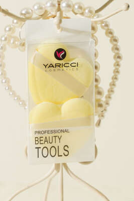 Pazarium - İkili Kalp Tasarımlı Makyaj Süngeri Seti Sarı