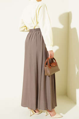 Yandan Cep Detaylı Kloş Etek Vizon - Thumbnail