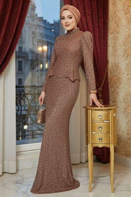 Pazarium - Taşlı Balık Model Abiye İkili Takım Vizon