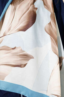 Mercan Desen Şal Soft Mavi - Thumbnail