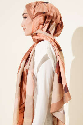 Mercan Desen Şal Latte - Thumbnail