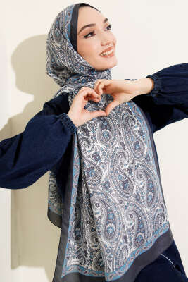 Çini Paisley Desen Şal Antrasit - Thumbnail