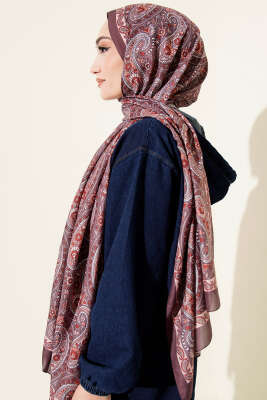 Çini Paisley Desen Şal Acı Kahve - Thumbnail